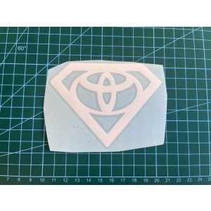 Toyota superman autó matrica (fehér, 10cm)