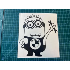 Minion BMW autó matrica (fekete 12cm)