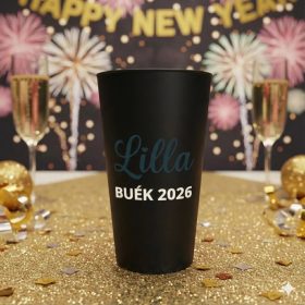 Egyedi feliratozott pohár fekete BUÉK