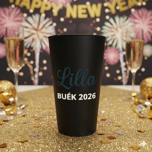 Egyedi feliratozott pohár fekete BUÉK