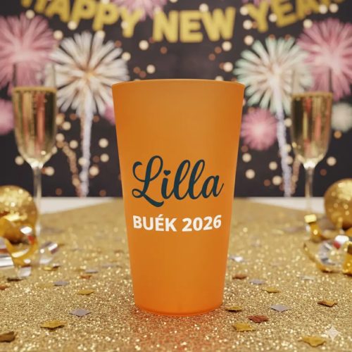 Egyedi feliratozott pohár áttetsző sárga BUÉK